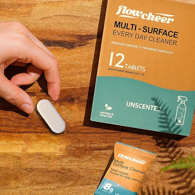 Free & Clear All Purpose Cleaner Refills – Non-Toxic Multi-Surface Cleaning Tablets (12 Pack) Makes 192 Fl Oz Spray Cleaner for Home & Kitchen – Unscented