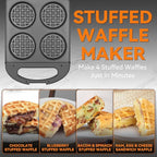 Baker's Friend Multi Stuffed Waffle Maker Thick, 4-Slice with 1.2'' Thick & 4'' Dia, Belgian Mini Waffle Maker Flip, Nonstick Breakfast Sandwich Maker, Stuffed Waffle Iron, Graphite