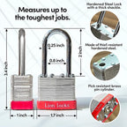 Lion Locks 48 Keyed Alike Padlocks with 2" Long Shackle, 96 Keys - Padlocks for Outdoor Use, Locks with Keys, Hardened Steel Case, Pick Resistant Brass Pin Cylinder for Hasp Latch, Locker, Gate