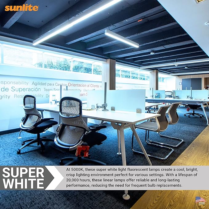 Sunlite F28T8/SP850 4 Foot T8 Linear Fluorescent Lamp, 28 Watts, 2400 Lumens, 5000K Daylight, Medium G13 Bi-Pin Base, High Performance Straight Tube, 30 Pack