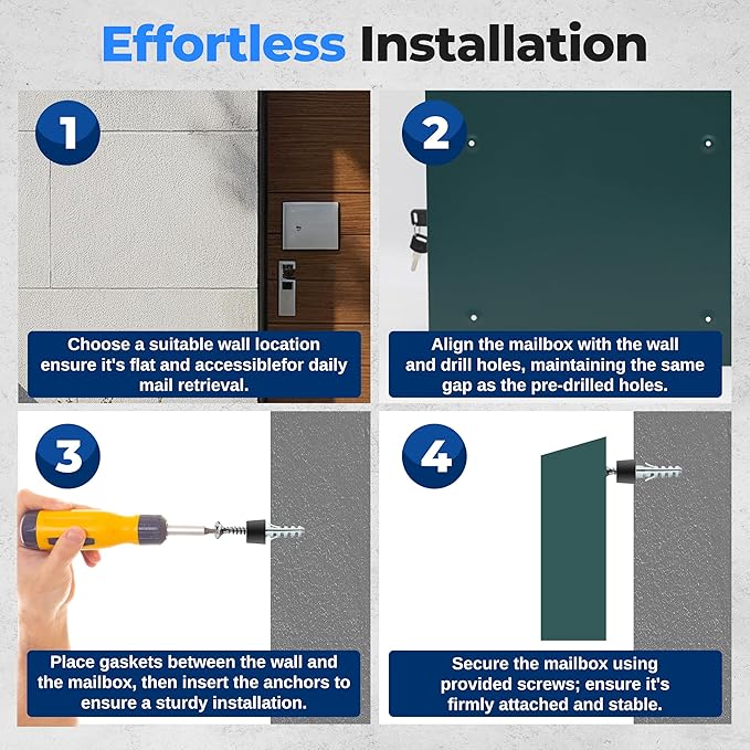 SereneLife Outdoor Wall Mailbox | 0.46 Cubic FT Locking Mailbox | Easy Installation, Secure Lock Mechanism | Ideal for Residential or Commercial Use | Wall Mountable 13.77" x 4.52" x 12.99 | Green