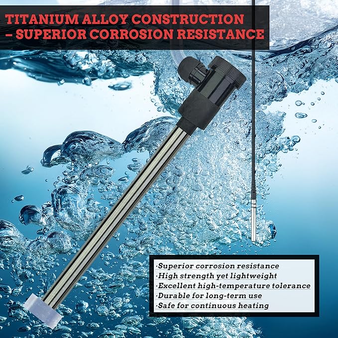 1800W Bathtub Titanium Immersion Water Heater with GFCI & Temp Control – Portable Submersible Heater for Above-Ground Pool, Baptismal Pool, Bucket, Spa, Inflatable Pool & Swimming Pool