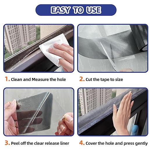 KING MOUNTAIN Black Window Screen Repair Tape,3inX20FT Heavy Duty Screen Repair Kit for Window Screen and Screen Door Tears Holes,Strong Adhesive & Waterproof Window Screen Patch