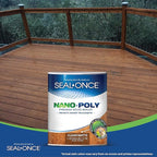 SEAL-ONCE NANO+POLY Penetrating Wood Sealer with Polyurethane - 1 Gallon. Water-based, Low-VOC, waterproofer & stain for decks, fences & log homes.