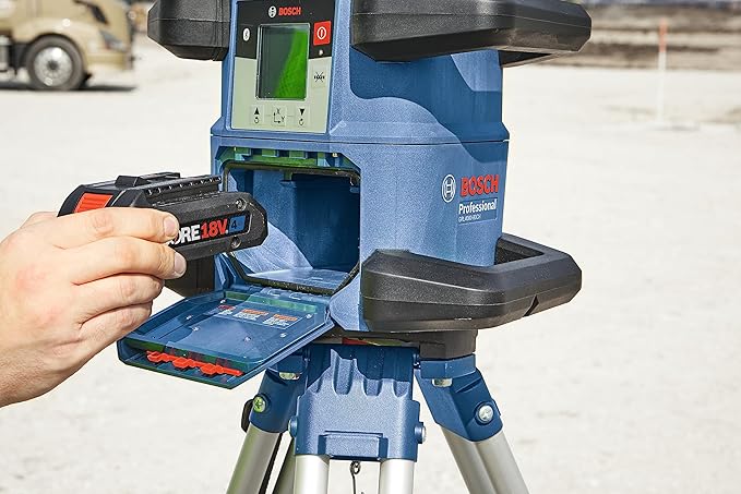 BOSCH GRL4000-80CHK REVOLVE 18V Connected Self-Leveling Horizontal Rotary Laser Kit, Includes CORE18V 4 Ah Battery & Charger, Tripod, Grade Rod, Receiver, Carrying Case, & Accessories