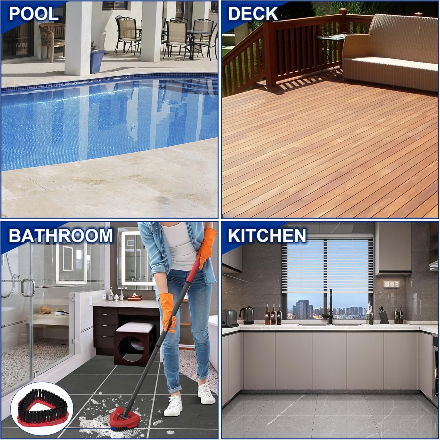 Triangle Scrub Brush Head — Aftermarket Replacement for 2‑Tank Snap‑On Spin Mop Systems, Full Bristles & Angled Scrub Panel for Corners & Edges — 2‑Pack