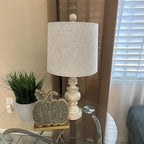 BOBOMOMO Tradition 20.5" Rustic Table Lamp Set of 2 for Living Room Farmhouse Bedside Desk Lamps Bedroom Nightstand Vintage Lamps Linen Washed（Suitable for Decorating Small Areas）