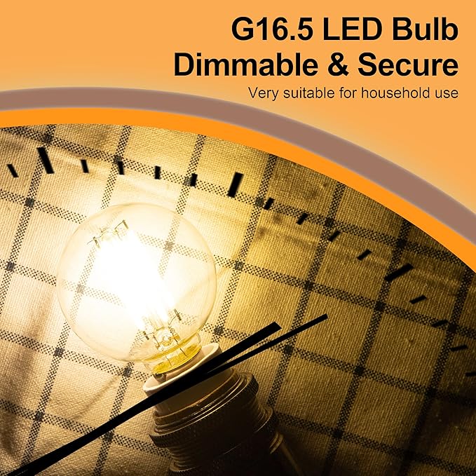 G16.5 Led Bulb, Small Round Edison Light Bulbs, Dimmable E12 Globe Clear Vanity Light Bulbs, 5w 4000k Vintage LED Filament Edison Bulb