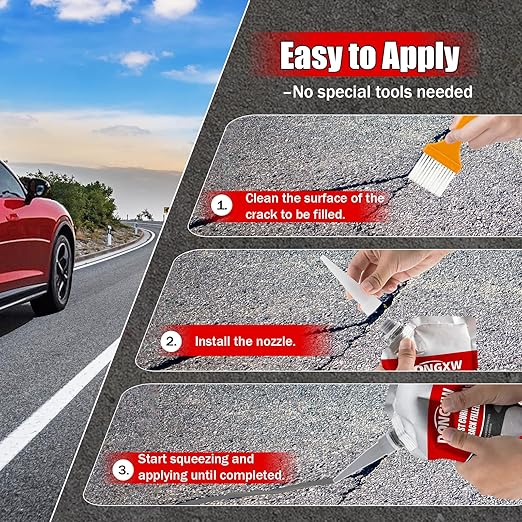 Concrete Crack Filler and Sealant Self-Leveling, 6Pcs High Elasticity Cement Crack Repair, Waterproof Concrete Caulking Glue for Driveways, Gray Caulking Adhesive Repair