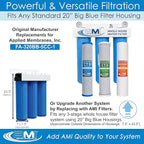 Applied Membranes Inc. 3-Stage Whole-House Water Filter Cartridge Replacements, 20-Inch Carbon and Sediment Filter Cartridges