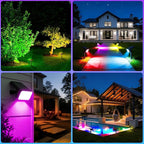 Solar Spot Lights Outdoor Color Changing, [10 pack/28 LED] 7 Modes Auto On/Off Solar Landscape Spotlights, Ip67 Waterproof Solor Powered Pathway Lights for Outside Yard Garden Walkway Tree Patio