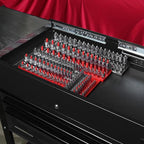 OEMTOOLS 22413 6 Piece SAE and Metric Socket Tray Set, SAE and Metric Socket Storage for Sizes 1/4", 3/8”, and 1/2" Drive, Socket Holders and Socket Organizer Tray for Toolbox, Red/Grey