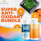 Aura Vitamin Mega Antioxidant Bundle | Hydrolyzed Collagen & AFA Stem Cell | Hydrolyzed Collagen with Vitamin C, Aphanizomenon Flos-Aquae | Celula Madre Skin, Hair and Nail Support – 60 Each Caps (1)