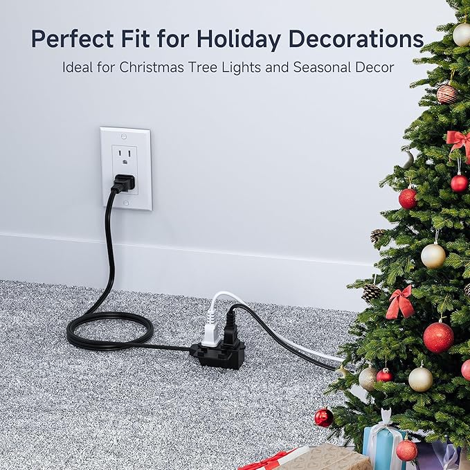 [UL Listed] Cable Matters 2-Pack 16 AWG 2 Prong Short Extension Cord 3 ft, 13A 3-Outlet Extension Cords with Tamper Guard, 13 Amp, 1625 Watts, Black