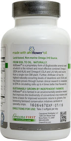 Greens First PRO Ahiflower Oil Vegan Omega-3-2250 mg - Contains Omega-3 Stearidonic Acid SDA - Gamma Linolenic Acid GLA - No Soy or Corn Oil - Non-GMO - 30 Day Supply