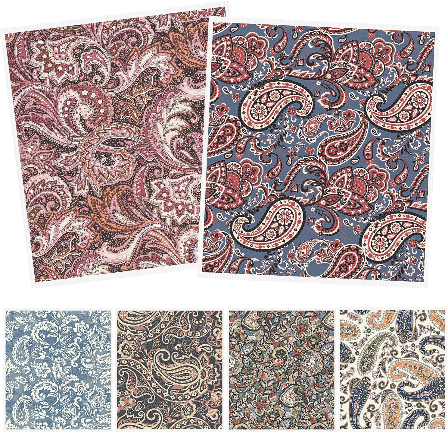 Swedish Dishcloths for Kitchen, 6 Pack Vintage Reusable Dish Paper Hand Towels Housewarming Gifts, Absorbent Dish Rags Decoration for Home Cooking Cleaning