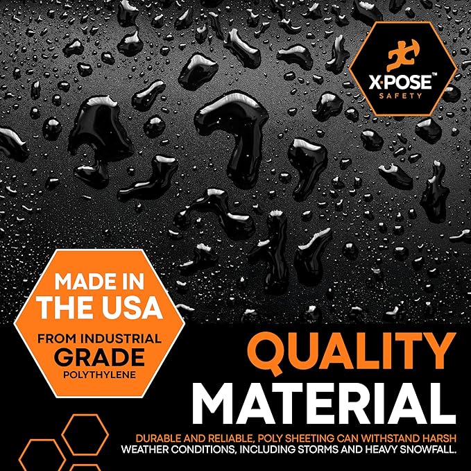 Xpose Safety Black Plastic Sheeting – 10' x 100' Roll – Heavy Duty 5.2 Mil Poly Sheet – Waterproof, Dustproof, Vapor Barrier – for Construction, Painting, Industrial Use