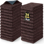 Mordimy 24 Pack Kitchen Towels (20" x 10", Dark Grey & Brown), Super Soft and Absorbent Dish Towels, Coral Velvet Microfiber Cleaning Cloth, Nonstick Oil Fast Dry Dish Cloths