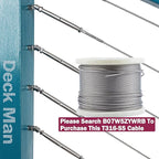 1/8 inch T316 Stainless Steel Adjustable Angle Single-Screw Cable Railing Kit/Hardware for Wood Posts，Marine Grade (10 Pairs)