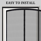 Magnetic Screen Door - Self Sealing, Heavy Duty, Hands Free Mesh Partition Keeps Bugs Out Let Breeze in- Pet and Kid Friendly - Keep Open Feature (Black, Fit Door Size 48 x 80 Inch)