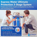 Express Water Whole House Water Filter System | ULTIMATE PROTECTION | 3 Stage Home Filtration, Top Tier Heavy Metal + Anti-Scale Filter, Highly Reduces Scale, Chloramine, Chlorine, PFAs, Lead, Arsenic