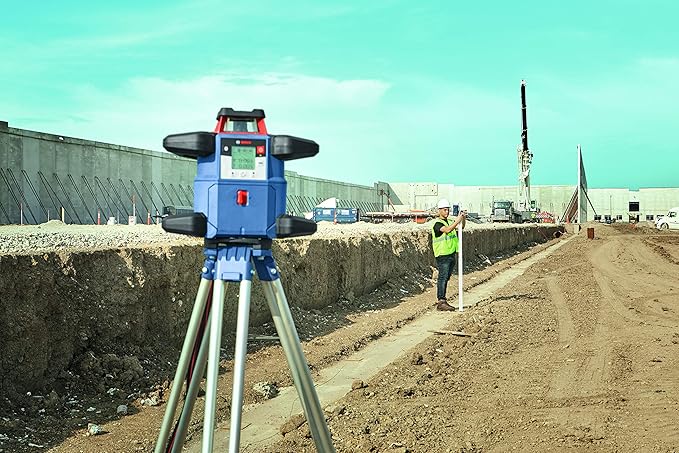 BOSCH GRL4000-80CHVK-S REVOLVE 18V Connected Self-Leveling Horizontal/Vertical Rotary Laser Kit, Includes Tripod, Grade Rod, Receiver, Battery Adapter, 4 D Batteries, Carrying Case, & Accessories