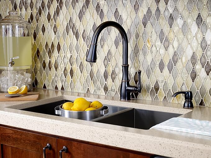 Pfister Wheaton Kitchen Faucet with Pull Down Sprayer and Soap Dispenser, Single Handle, High Arc, Tuscan Bronze Finish, F5297WHY