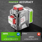 Huepar Pro Laser Level 3 x 360 Self Leveling Red Beam Laser Tool, High Accuracy Professional 3D Cross Line Laser with 8000mAh Rechargeable Li-ion Battery, Magnetic Bracket & Hard Carry Case ZK03CR