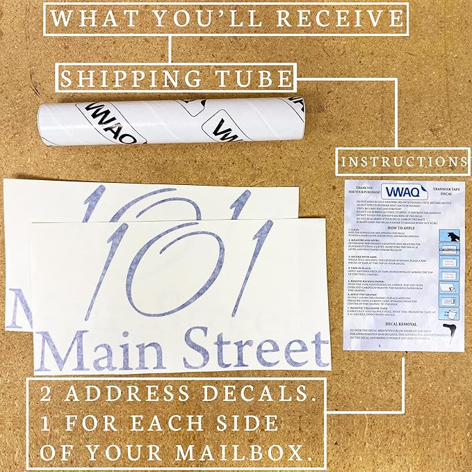 Mailbox Decals Personalized Address and Street Name Outdoor Stickers VWAQ-CMB1 (12 Inch X 6 Inch, Silver)