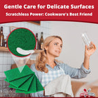 Green Sustainable 10 Pack Cleaning Scour Pads by Avant Grub. Powerful Stain Remover for Cookware. Easily Remove Grease and Residues. Eco-Friendly Solution for Kitchen Cleaning.