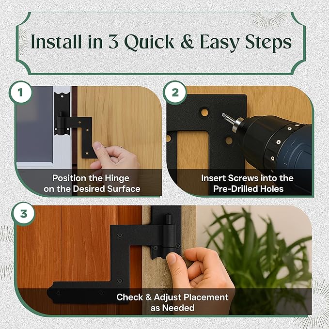 Renovators Supply Manufacturing - Heavy-Duty Black Wrought Iron Shutter Lift Off Pintle Hinges Colonial Pin Reversible for Doors, Window and Shutters with Hardware 6 1/2 Inches, Pack of 50 Pairs