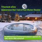 1800W Submersible Hot Tub & Pool Portable Immersion Water Heater with Temperature Control and GFCI Leakage Protection for Swimming Pools, Bathtubs, Buckets, Baptistries, and Most Liquids