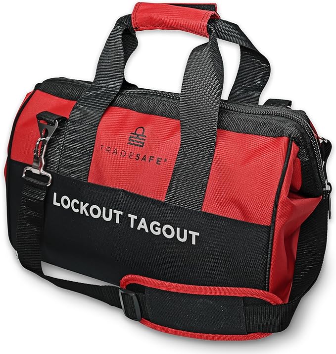TRADESAFE Lockout Tagout Bag for Loto Devices - Polyester Canvas Lock Out Tag Out Kit Bag, Heavy Duty Tool Bag Organizer, 16-1/2 x 8-1/2 x 11-1/2 inches