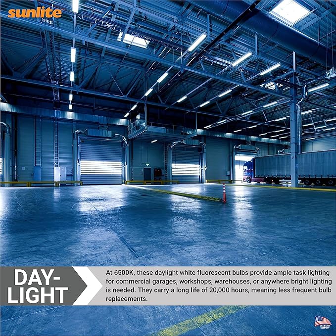 Sunlite 30395 F35T5/865 5 Foot T5 Linear Fluorescent Lamp, 35 Watts, 3100 Lumens, 6500K Daylight, Miniature G5 Bi-Pin Base, ROHS Compliant, High Performance Straight Tube, 40 Pack