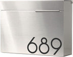 Vsons Modern Design Mailbox, Wall-Mount Mailbox Vsons Design Mitch SE (Brushed Stainless Steel with Engraved Numbers)