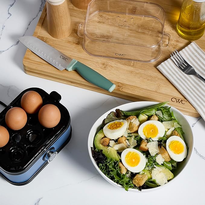 COOK WITH COLOR 6-Egg Capacity Egg Cooker – For Soft, Medium, Or Hard-Boiled Eggs, Rapid Cook Time, Auto Shut-Off & Boil-Dry Protection – Includes Tray, Measuring Cup & Lid – 210W Egg Maker, Navy