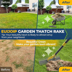 Rake, 70" Heavy Duty Metal Dethatcher Rake with 15" Wide Double-Edged Sharp Tines Thatch Rakes for Lawns,Mulch Dead Grass Removal, Loosening Soil,Lawn Care, Dethatching,Yard,Garden