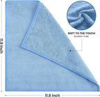 Microfiber Cleaning Cloth, 12 Pack Blue Cleaning Rags for Housekeeping, Reusable Microfiber Towels for Car, Kitchen, Bathroom and Household Cleaning Supplies, 11.8"X11.8"