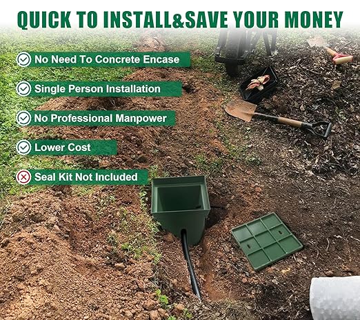 2 Sets 12.5x12.5x14.3in Underground Splice Boxes W/Solid Inspection Cover Deep Enclosure Precast PE Pull Distribution Pit Access Electrical Junction Boxes Drillable Tapered Wiring Cable Box