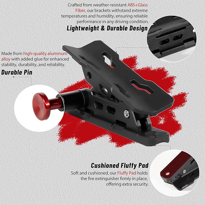 Fire Extinguisher Mount for Vehicle - Quick Release Fire Extinguisher Bracket Holder for Jeep Wrangler JT, TJ, JL, JKU, UTV, Polaris RZR, Ranger, Can-Am X3, Yamaha, ATV, Tractor – Corrosion-Resistant
