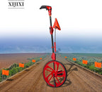 Distance Measuring Wheel in feet,Measure Wheel,Collapsible Rolling Measurement Wheel,12.5”Diameter Wheel,With One key to Zero,Upgrade Flag Holder,With 10 Survey Flags(Red）