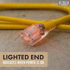 2 Pack 12 Gauge Outdoor Extension Cord 10 ft, 12/3 Heavy Duty Extension Cord 3 Prong Lighted End, SJTW Weatherproof Industrial Electrical Cable for Major Appliances, Proudly American Brand