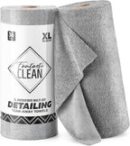 Fantasticlean XL Tear-Away Microfiber Cleaning Cloth Roll, 16'' by 16''- 36 Sheets, Thick & Large Detailing Towels, Ultra Absorbent, Lint-Free Reusable Wipes for Home, Car or Outdoor (Glossy Grey)