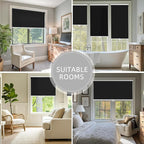 ChrisDowa Cordless Blackout Roller Shades for Windows, Thermal Insulated UV Protection Pull Down Shades, Total Blackout Window Blinds for Home, Office, Bedroom, Door (26" W x 72" H, Black)