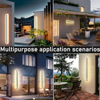 2 PACK-79inch Long Outdoor Modern LED Wall Light,Waterproof IP65 Warm White 110V led Wall Mount Lighting Fixture Rectangular Black Elegant Frosted White Acrylic Anti Rust.