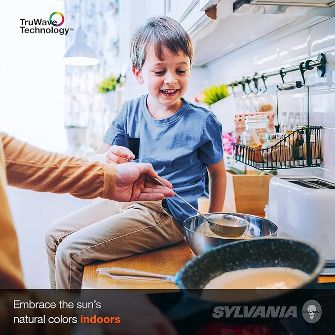 Sylvania LED TruWave Natural Series A19 Light Bulb, 100W Equivalent, Efficient 15W, 1600 Lumens, Medium Base, Dimmable, Clear, 5000K, Daylight - 2 Pack (42291)