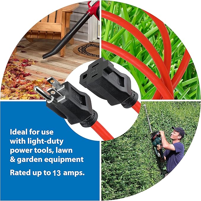 Clear Power 16 Gauge 3Prong Cords (16/3-3PRONG Grounded Plug, Orange, 50 ft)