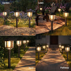 XMCOSY+ Solar Pathway Lights Outdoor, 2-Tone LED Waterproof Garden Outdoor Lighting for Yard Stainless Steel & Glass Solar Powered Landscape Walkway Driveway Decor (Warm White)