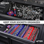 WORKPRO Magnetic Socket Organizer Set, 6-Piece Socket Holder Set Includes 1/4", 3/8", 1/2" Drive Metric SAE Socket Trays, Holds 143 Pieces Sockets, Christmas Gift for Men(Socket not Included)