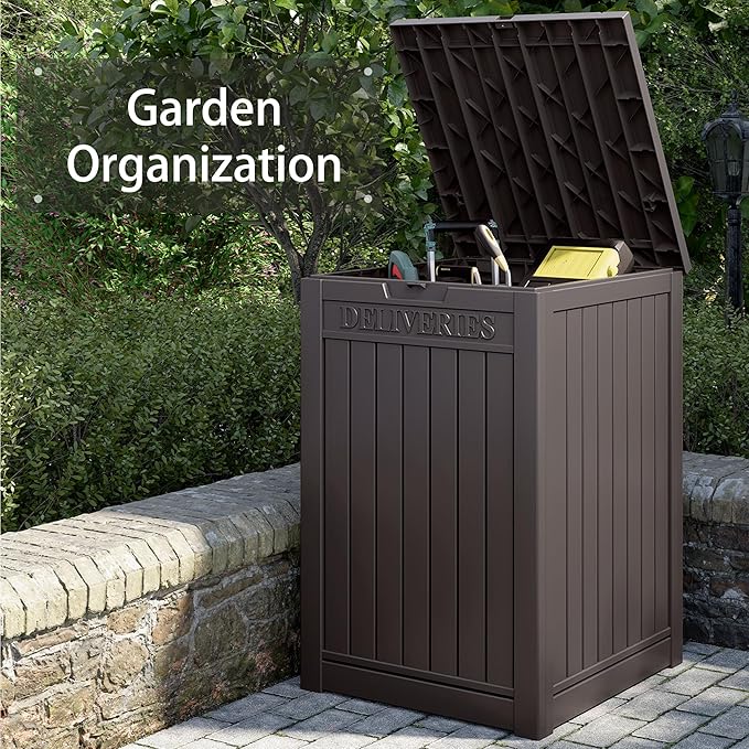 48 Gallon Package Delivery Box for Porch, Outdoor Storage with Lockable Secure, Large Double Wall Resin Outdoor Package Delivery and Waterproof